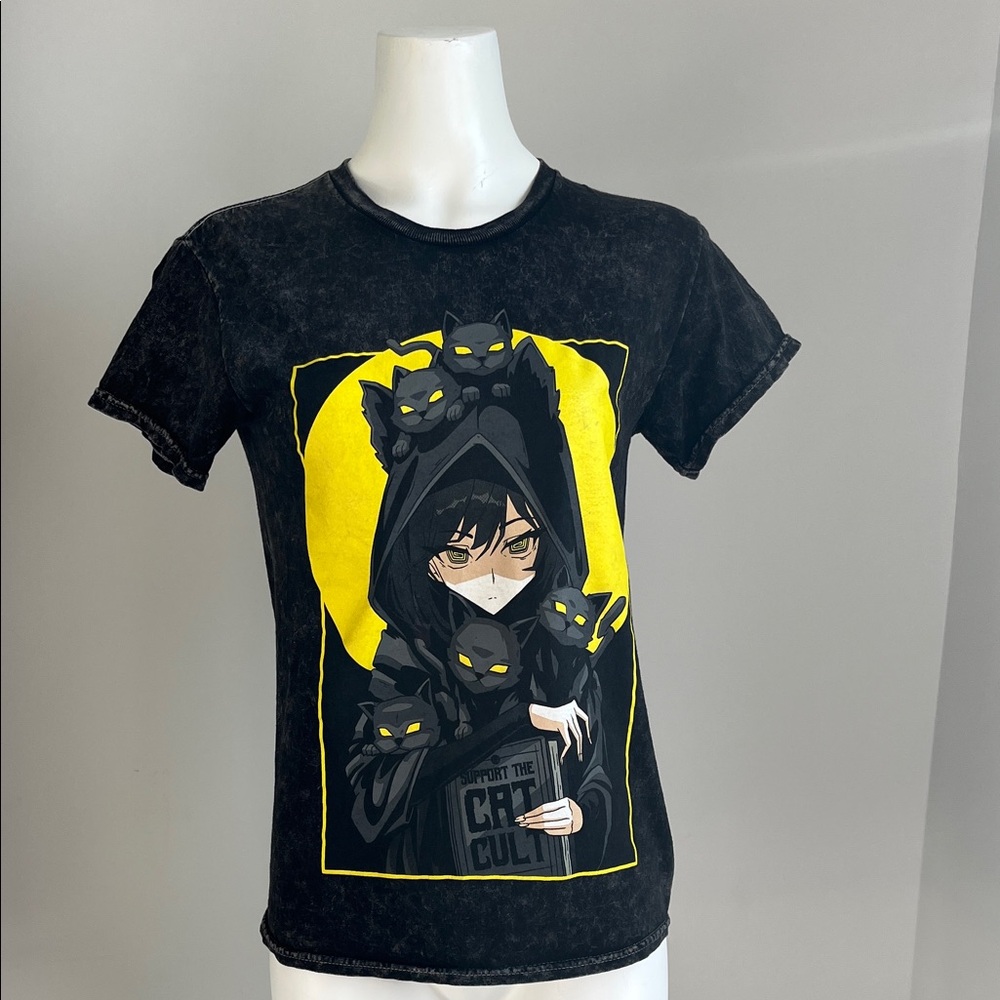 Kawaii Krypt Black and Yellow Graphic Kids T-Shirt (S)